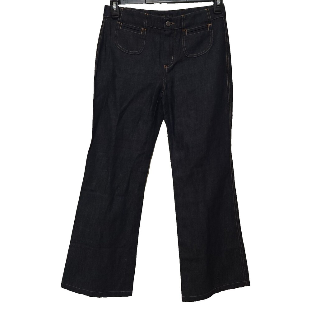 Strenesse Gabriele Strehle Jeans Trousers Size 4 Cotton Linen Blend Wide Leg
